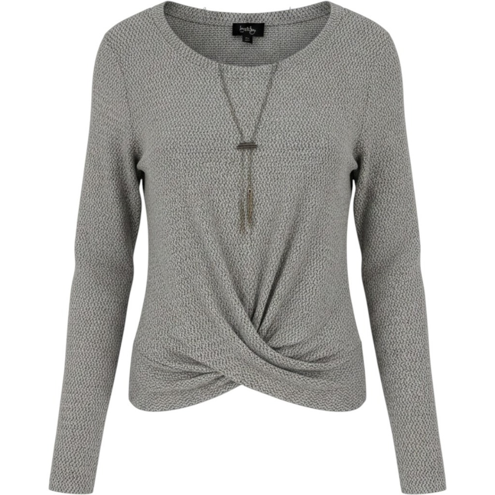 by &‎ by Heather Grey Textured Fuzz Twist Front Top with Necklace Size XXL NWT